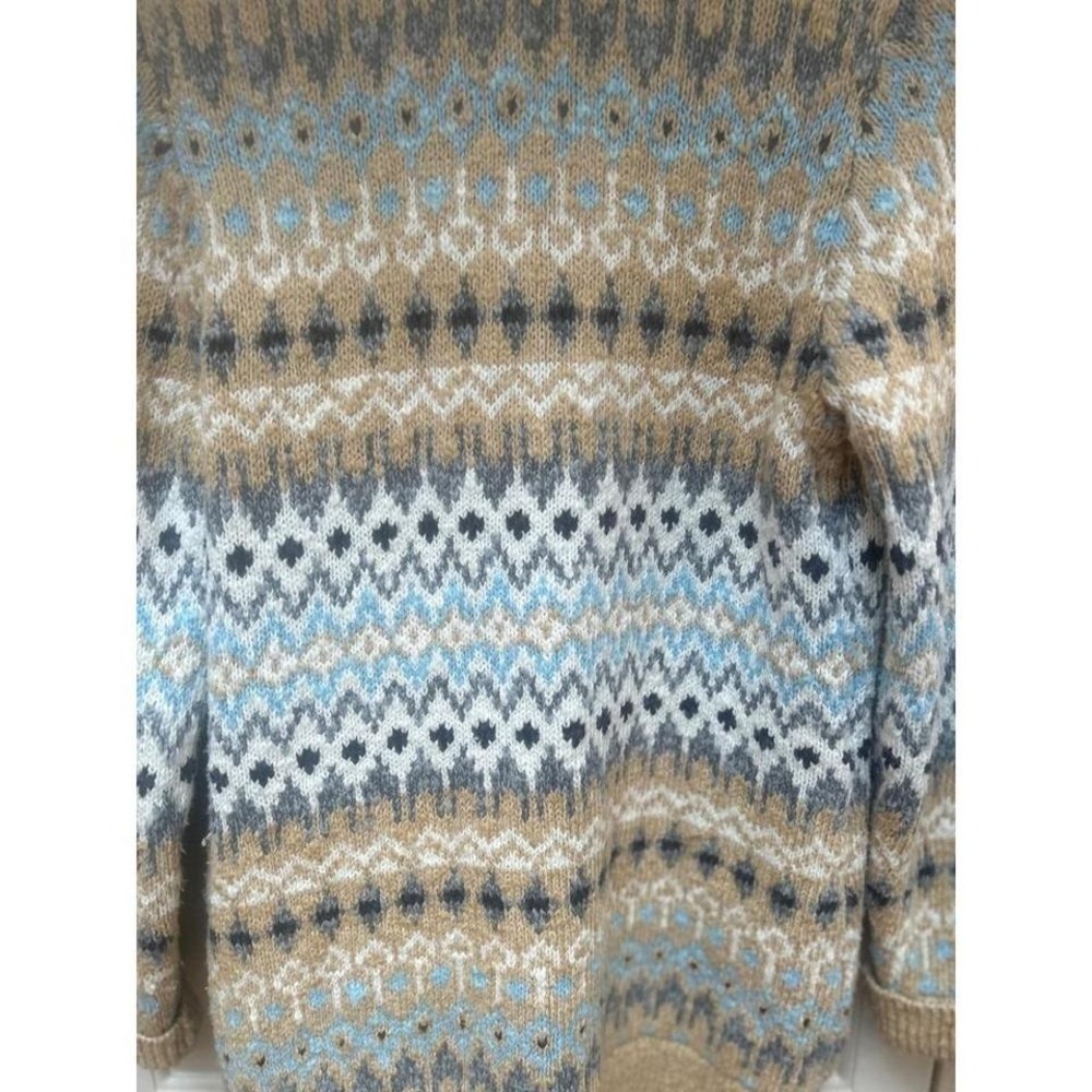 LL Bean Fair Isle Cardigan Sweater XS Wool Blend Button Front Nordic Winter - Picture 4 of 5